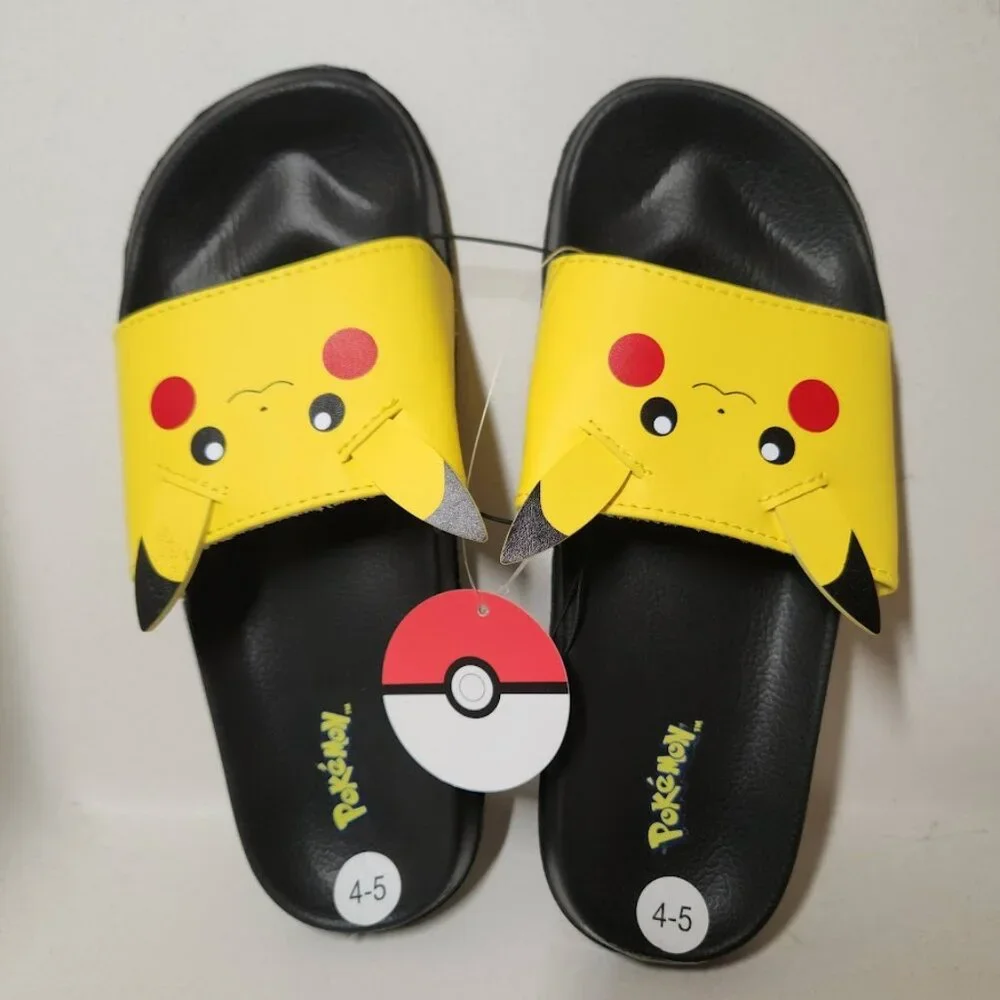 NEW Boy's Size 4 - 5 Sandals Pikachu Pokemon Yellow Black NEW NWT Slides Pokémon